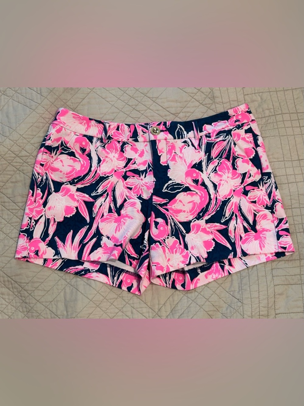 Lilly Pulitzer Callahan Knit Short Inky Navy Flamingle